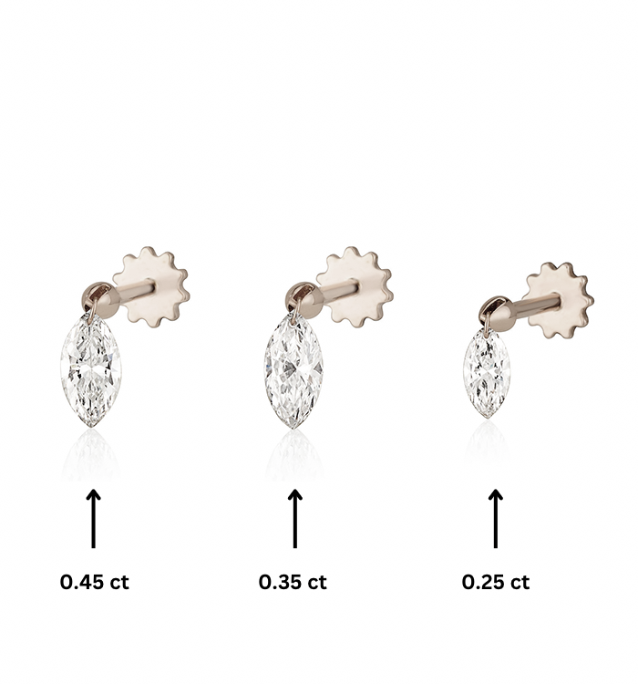MARQUISE DRILLED LAB DIAMOND PIERCING EARRING 0.35CT