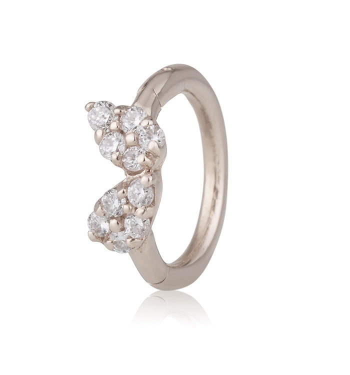 TWO DROPS DIAMONDS SHAPE SMALL CLICKER EARRING