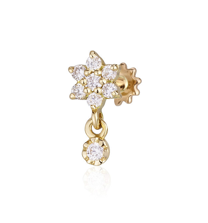 FLOWER DIAMONDS PIERCING LABRET