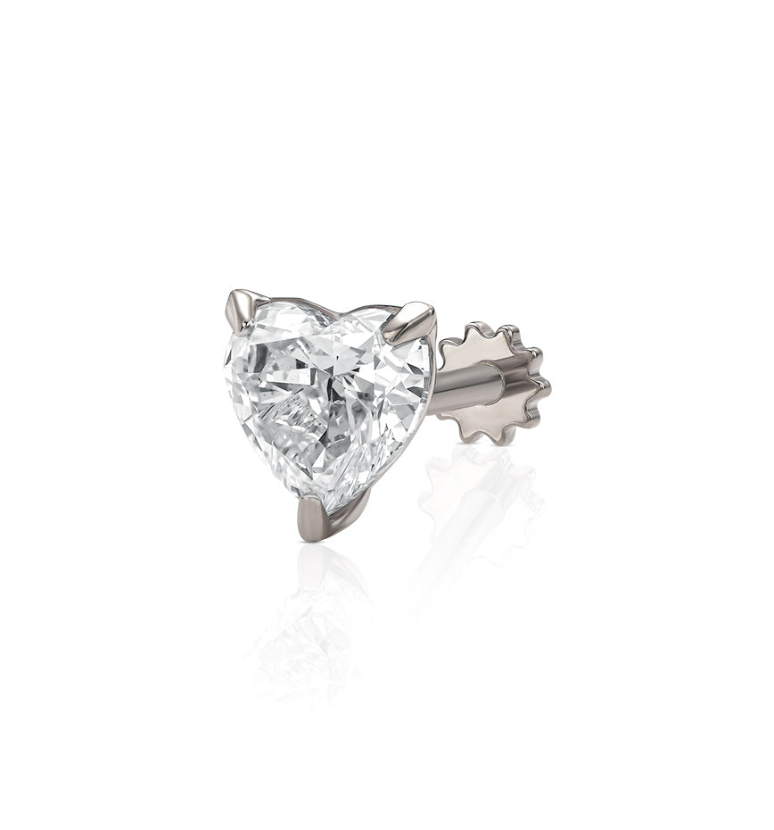 HEART SHAPE LAB DIAMOND PIERCING LABRET 0.55CT