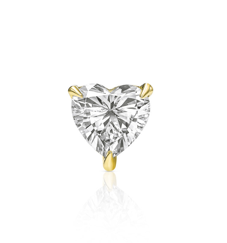 HEART SHAPE LAB DIAMOND PIERCING LABRET 0.75CT