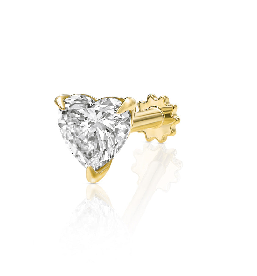 HEART SHAPE LAB DIAMOND PIERCING LABRET 0.75CT