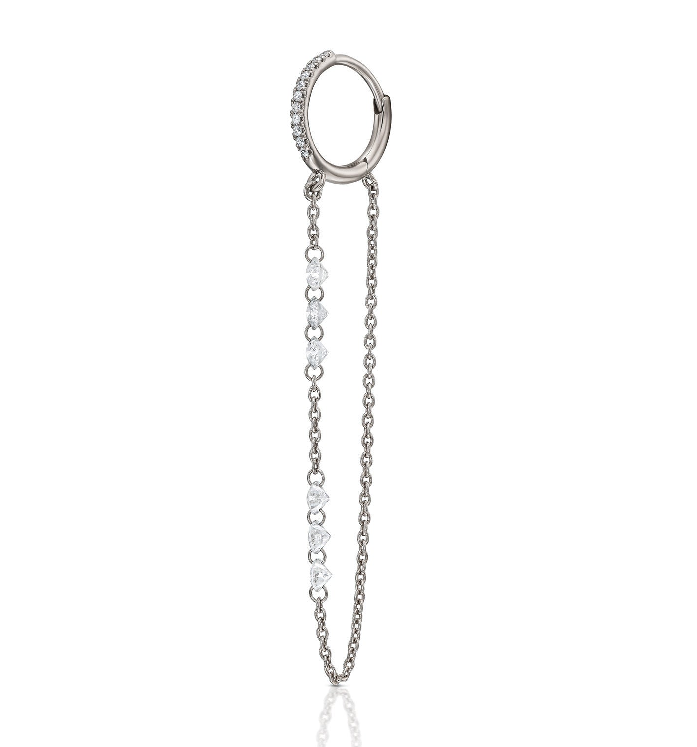 MELANIA white gold flow diamond earring angled view