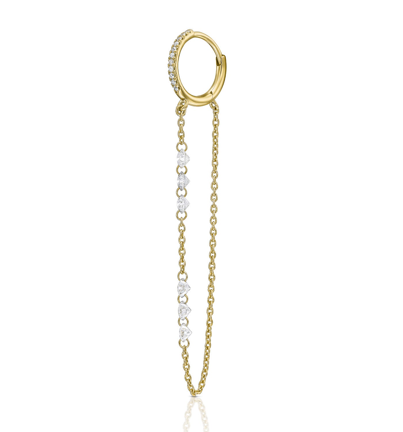 MELANIA yellow gold flow diamond earring angled view