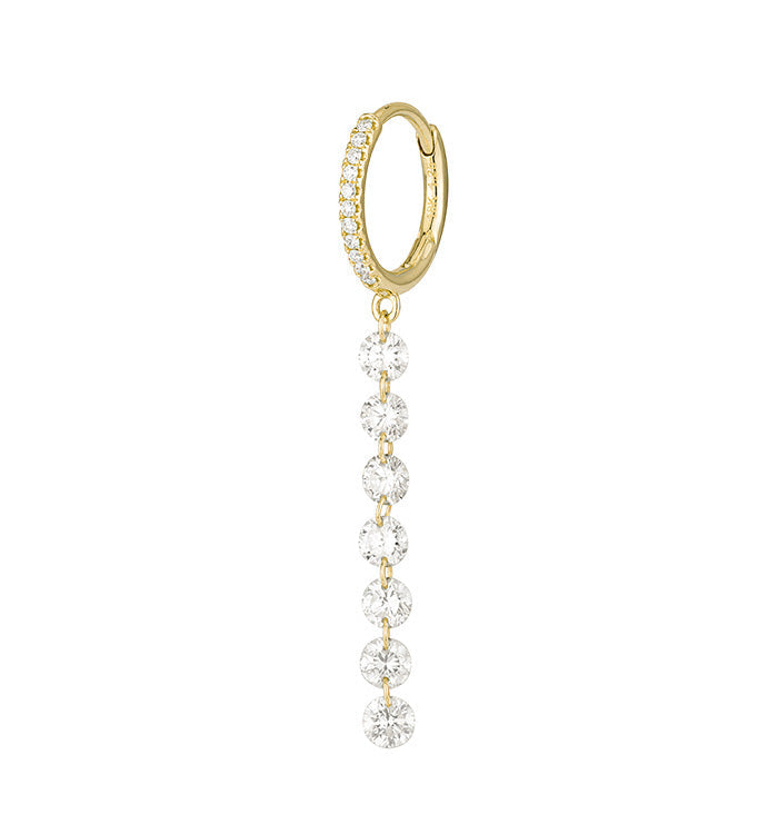 MELANIA DRILLED SEVEN DIAMONDS HOOP DROP EARRING