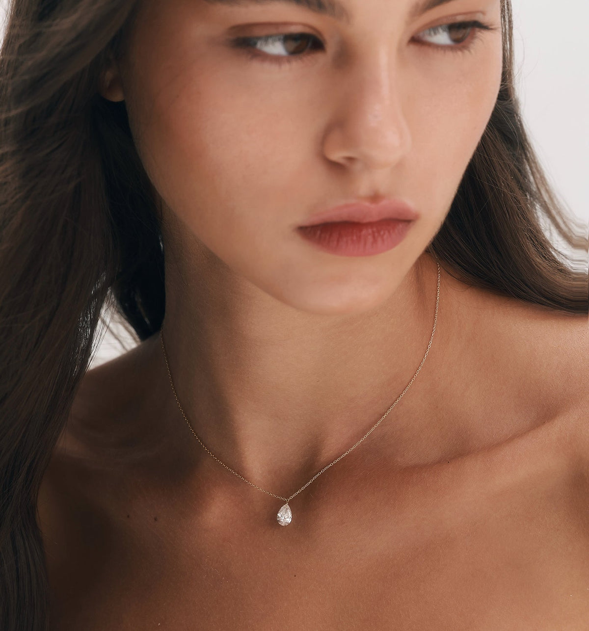 PEAR Shape Floating Lab Diamond Necklace