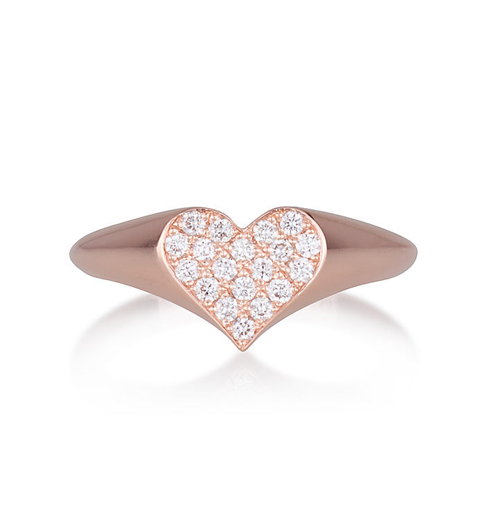 HEART SIGNET DIAMONDS PINKY RING