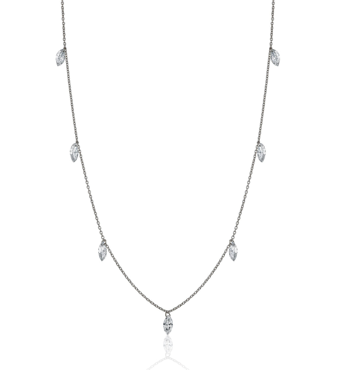 SEVEN DRILLED MARQUISE SHAPE LAB DIAMONDS NECKLACE